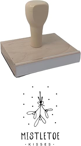 Infusion Sello de goma de muérdago besos, sello de madera de 3 x 2 pulgadas