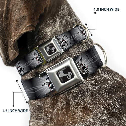 Collier de chien tête de mort imprimé avec boucle originale en forme d'os