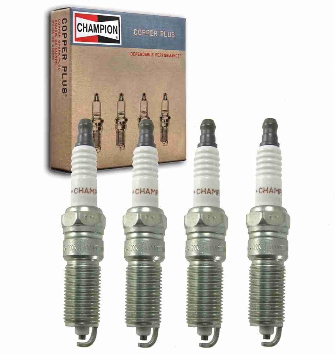 4 pc Champion Copper Plus Spark Plugs compatible with Chrysler PT Cruiser 2.4L L4 2003-2009