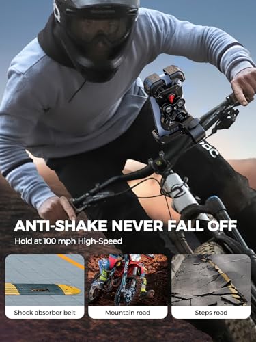 Image of Bovemanx Motorcycle Phone Mount Holder, [150mph Wind Anti-Shake][7.2inch Big Phone Friendly] Bike Phone Holder, Motorcycle Handlebar Cell Phone Clamp, Compatible with iPhone 16 Pro Max, Tangerine