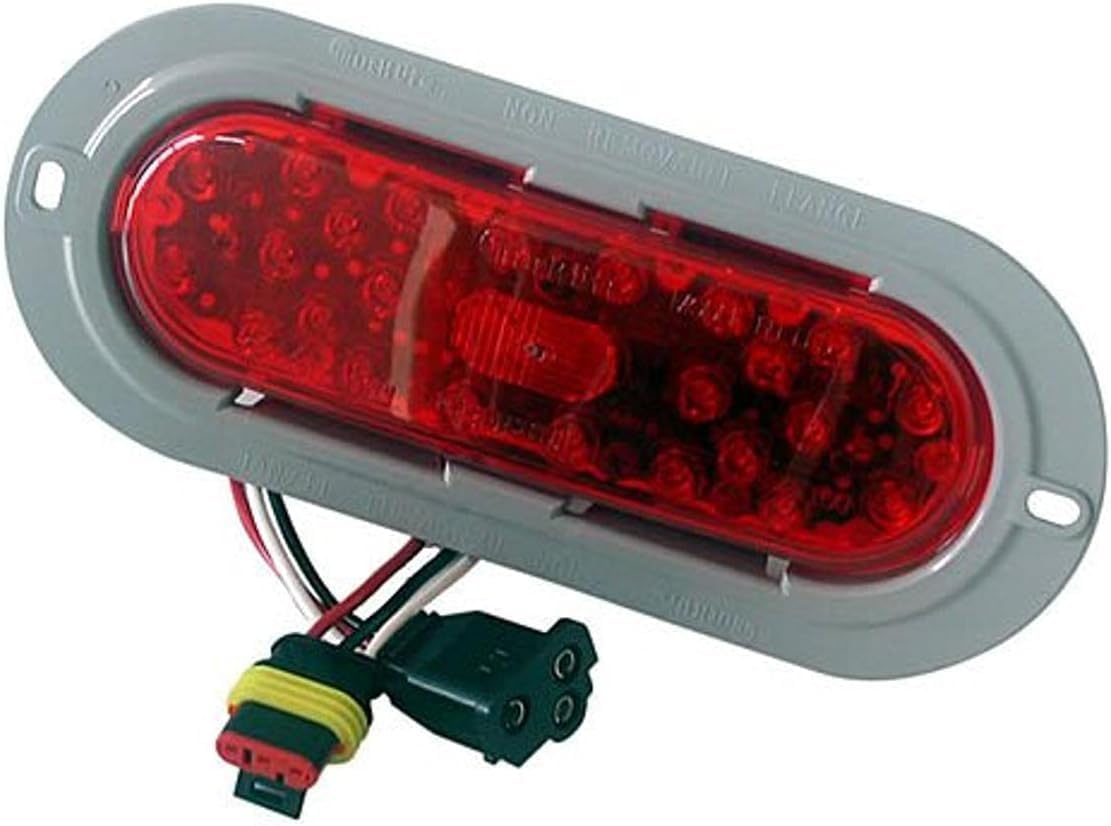 Belgrade Parts & Service, Inc. Truck-Lite (60052R) 60 Series, LED, Red, Oval, 26 Diode, Stop/Turn/Tail, Gray Flange Mount, Fit 'N Forget S.S., Straight PL-3 Female, 12V, Kit
