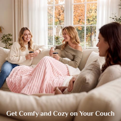Image of BEDELITE Soft Sherpa Throw Blanket for Couch, Fluffy Gift, Pink, 50x60