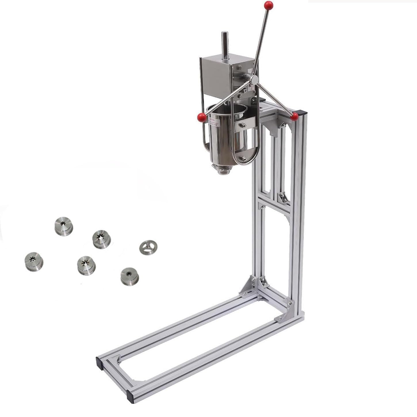 SICWEDIM Churro Machine 3L Vertical Manual Churros Machine Commercial Manual Spanish Churro Machine with 6 Nozzles for Home and Commercial Use (7L)