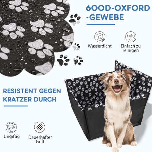 Wimypet Hunde Autositz wasserdichte, Haustier Autoschondecke mit Hund Sicherheitsgurt, Hundekorb für Rückbank Vordersitz Hund Sitzbezug Hundedecke Hunde Autoschondecke 57 x 57 x 33 cm