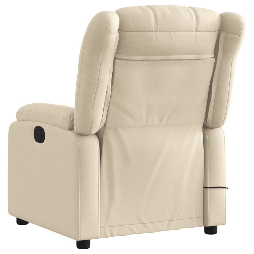 vidaXL Sillón reclinable de Masaje eléctrico Tela Color Crema