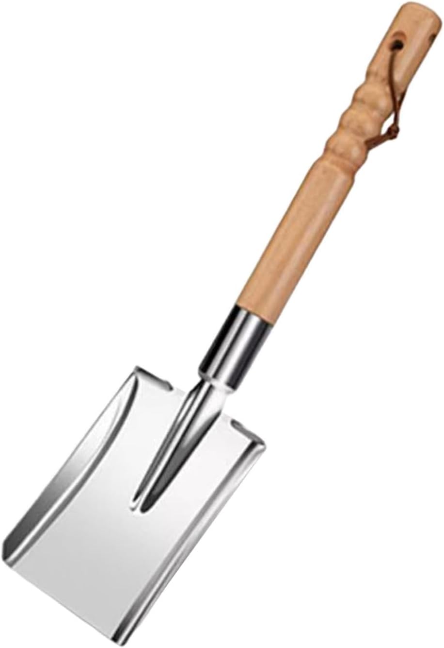 Fenteer Stainless Shovels Portable Hand Spade Digging Tool Weeding Equipment Folding Planting Tool with Wood Handle Suitable for Outdoor Gardenin, Square