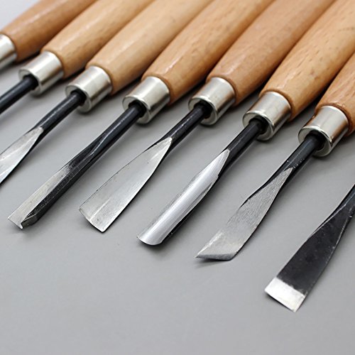 Evinis Wood Sculpture Carving Chisel Tool Set DIY Art Craft, 8 Piece Professional DIY Art Craft Woodworking Sculptural Gouges Hand Carbon Steel Wood Carving Chisel Tools Knife Kit Set