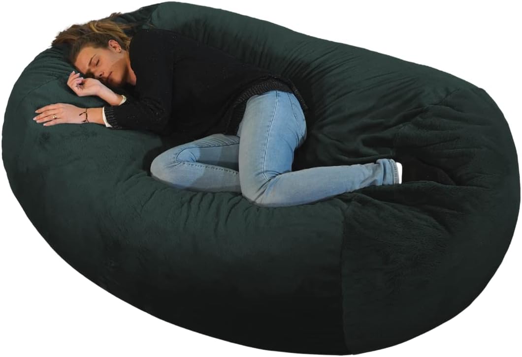 PIPRE Pouf Géant Immense 180 cm De Diamètre Fourrure XXL Le Noir ou