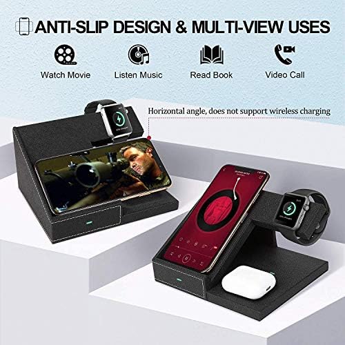 3 in 1 Fast Wireless Charger Station,Wireless Charging Dock for AirPods Pro,iWatch 5/4/3/2/1,7.5w Qi Charge for iPhone11/11Pro/Xs Max/XR/XS/X/8/8P,Samsung S10/S9/S8/S7(No Adapter/iWatch Cable)