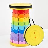IVROU Taburete Telescópico Portátil Plegable Altura Regulable, Apto para Camping, Jardín, Pesca, Senderismo, Barbacoa, Peso Máximo 150kg (múltiples Colores + Amarillo)