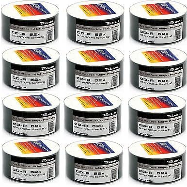 RitekTRAXDATA BLANK CD CDR CD-R MEDIA 52X WHITE INKJET PRINTABLE-600 DISCS PACK
