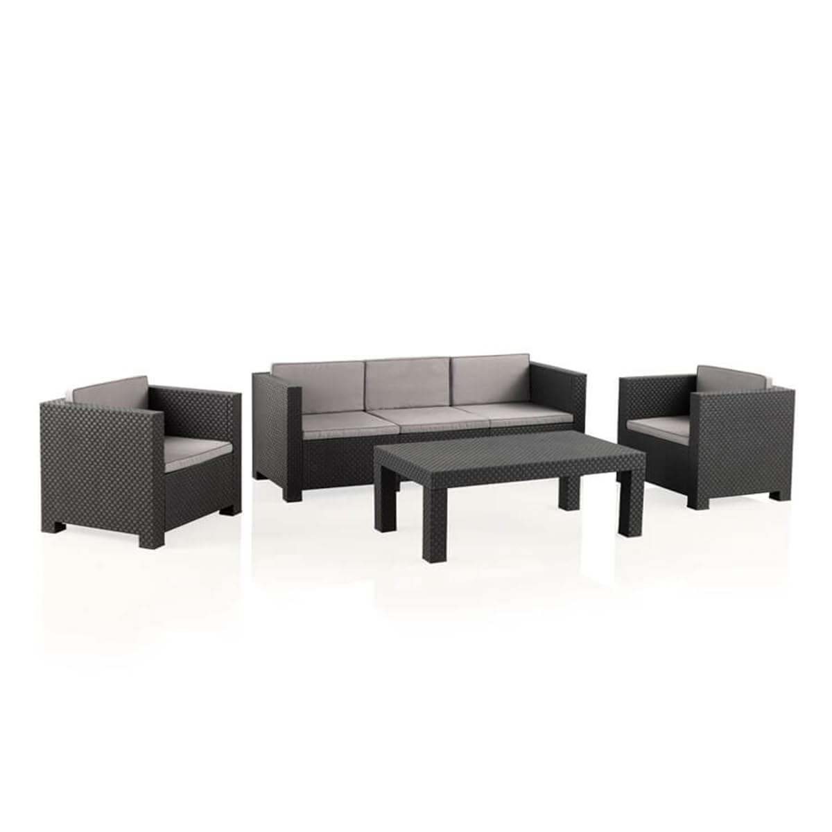 Shaf - Diva Confort Storage | Set Muebles de Salon Exterior - Conjunto Muebles Jardin Exterior 4 Plazas | Fabricado en España con Materiales Reciclados - Color Grafito