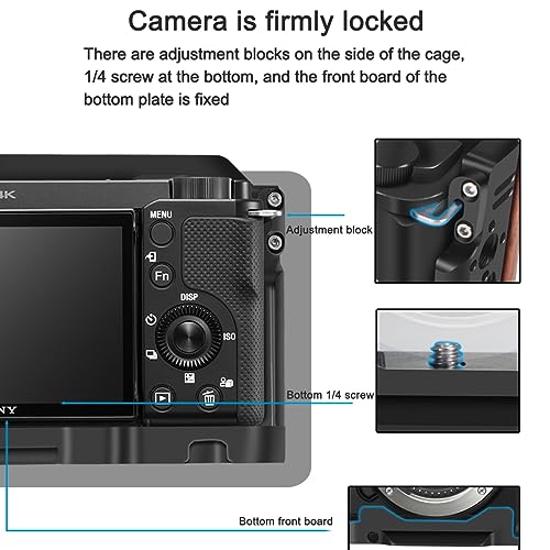 Image of Camera Cage Rig Wood Handle Grip Compatible with Sony ZV-E10 for Tube Clamps Top Handle, Side Handle, Microphones Camera Accessories.