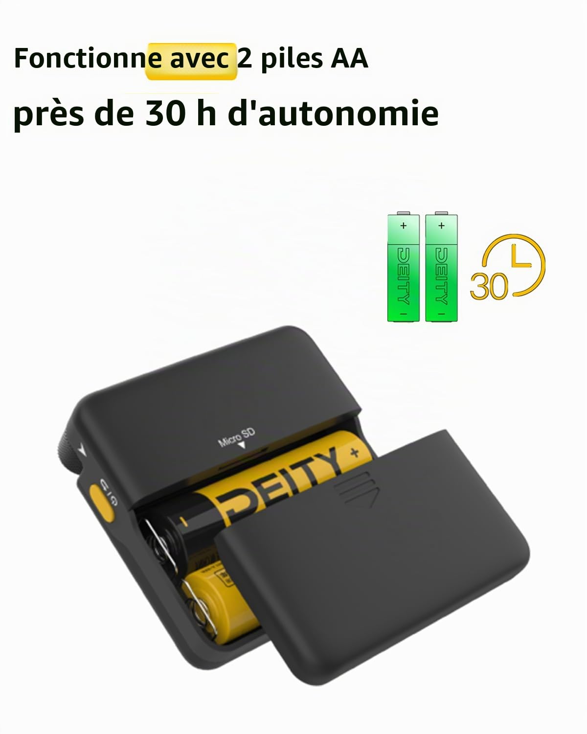 Deity PR-2 Enregistreur Audio de Poche avec Micro Lavalier, Enregistrement 32 Bits Float, Contrôle Sidus Audio App. Idéal pour Interviews, Podcasts, Enregistrements de Terrain, et Production Vidéo