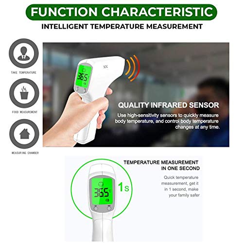 Image montrant l'utilisation d'un thermomètre pour mesurer la température frontale d'une personne.