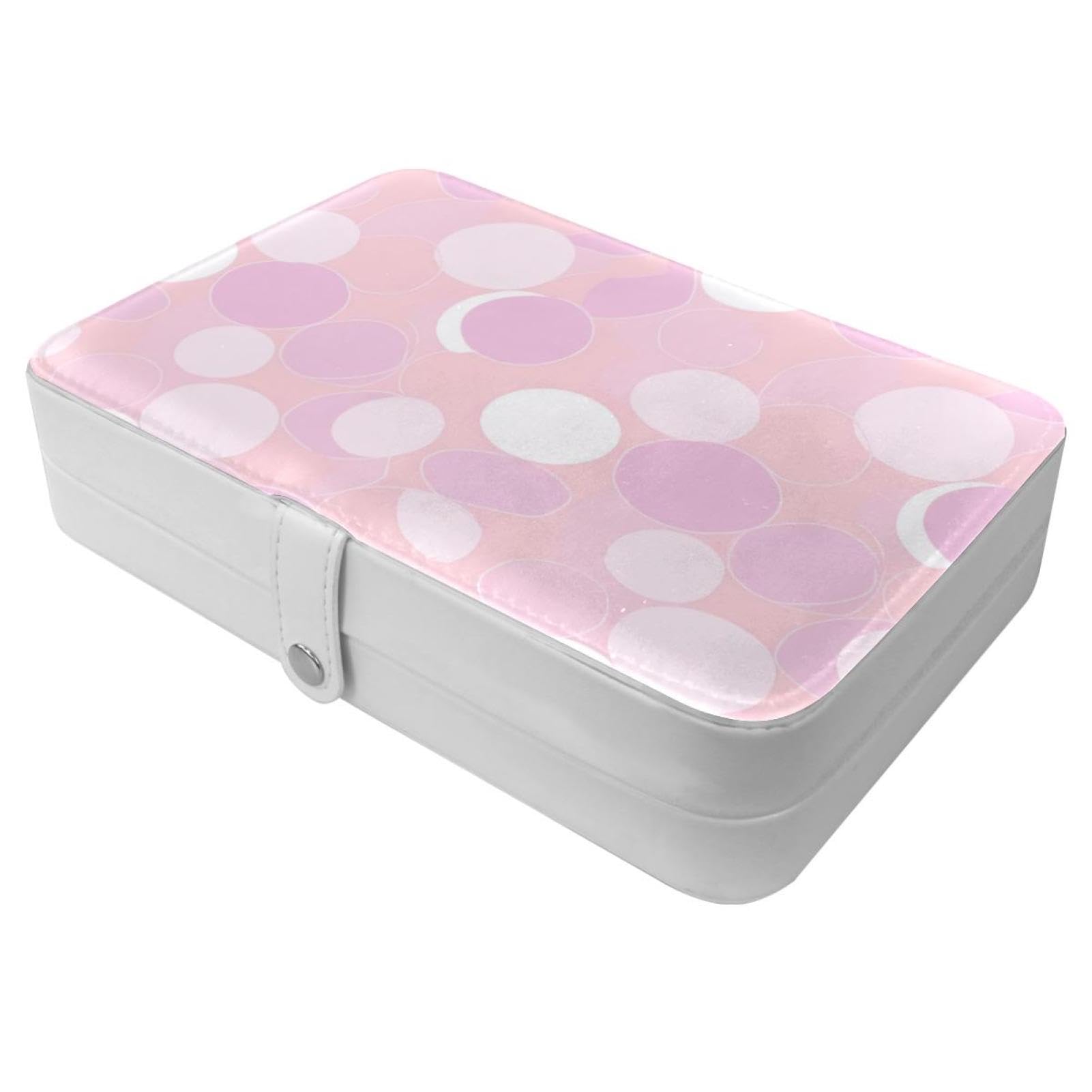 Boîte de rangement de bijoux raffinée au motif géométrique circulaire rose pour vos bagues