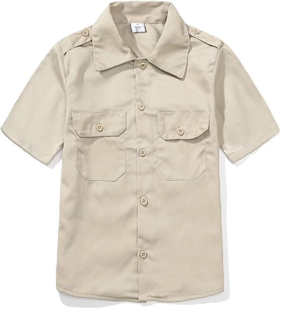 GRANDWISH Boys Short Sleeve ButtonDown Shirt, Kids Work