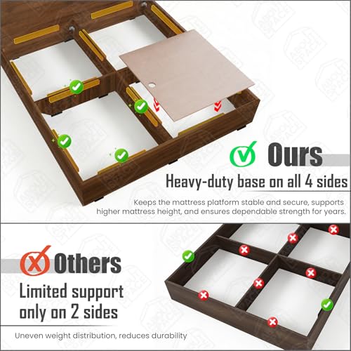 Image of ABOUT SPACE Bed - (80 x 74 inches) King Size Bed Without Storage | Engineered Wooden Bed Frame with Airflow & MDF Support Board for Mattress | 1-Year Warranty Cot for Bedroom - Columbia Walnut