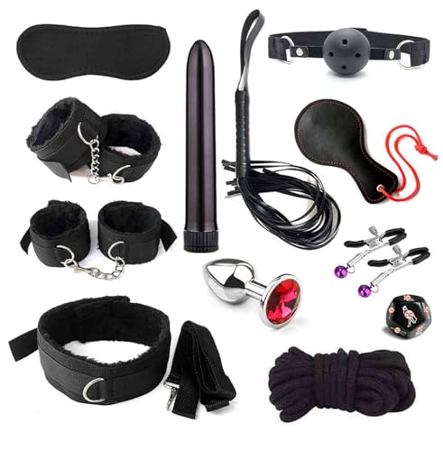 12pcs Neck to Wrist Behind Back Restraints Kit Adult Bonding Straps Tie Downs for Men Adjustable Sexy Straps and Restraints Sex Bed Ties Ankle Wrist Cuffs Sex Handcuff Set for Women Bedroom Sweater