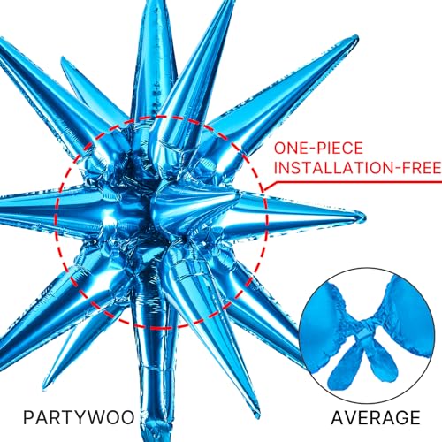 Image of PartyWoo Light Blue Star Balloons 110pcs Different Sizes 18 12 10 5 Inch Pack 22 Inch Light Blue Spike Star Explosion Foil Mylar Balloon Arch Kit for Birthda Party Decorations Blue-Q13