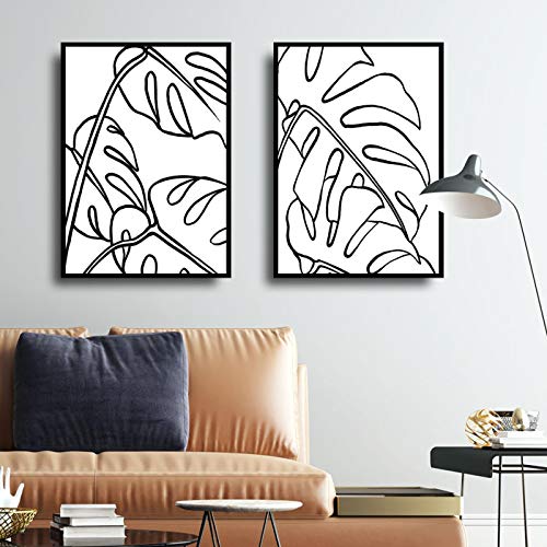 Affiche dessin au trait Monstera pour transformer votre salon en oasis de sérénité