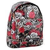 ole miss catch against kentucky Breite 32cm Höhe 43cm. Eye Catch - Frauen Rucksack Schultasche aus Ol Stoff Canvas mit Schadel Rosen Schwarz