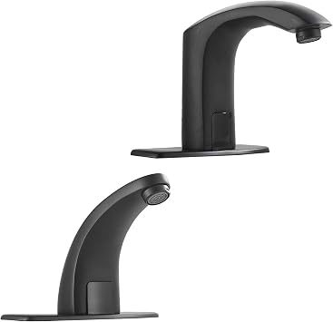 Automatic Bathroom Faucet Black Touchless Solid Brass Motion Activated Bath Tub Lavatory Basin Sink Vanity Aerator One Hole Brass Mixer Tap Touch-Free
