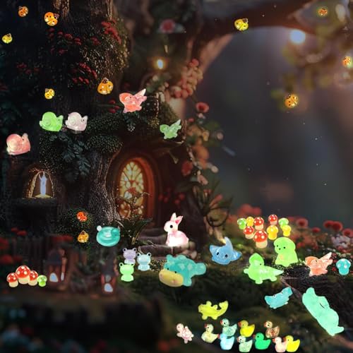 Figurines d'animaux en plastique phosphorescentes miniatures