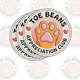 3 Pcs Toe Beans Appreciation Club Sticker – Cute Cat Paw Meme Vinyl Decal Waterproof for Laptop, Water Bottle, Notebook – Gift for Cat Lovers, Pet Moms, Animal Fans – 3 Inch