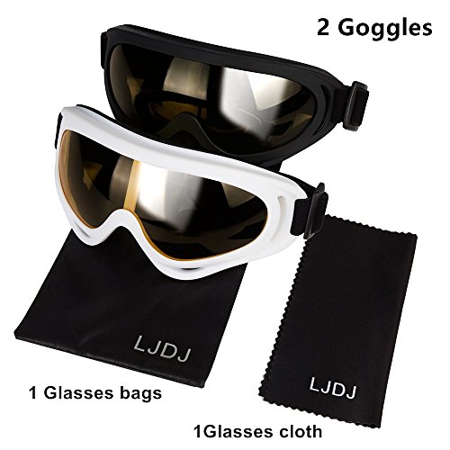 Image of LJDJ Motorcycle Goggles - Glasses Set of 2 - Dirt Bike ATV Motocross Anti-UV Adjustable Riding Offroad Protective Combat Tactical Military Goggles for Men Women Kids Youth Adult