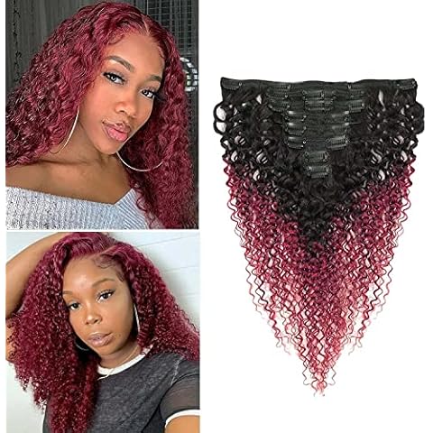 Curly Clip in Hair Extensions Brazilian Virgin Remy Hair Curly Clip (22", 99j curly) Cover