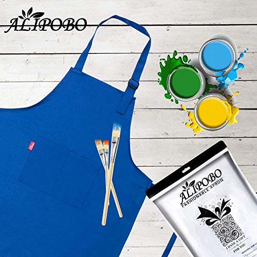 Alipobo Kids Apron And Chef Hat Set, Children's Adjustable Bib Apron With 2 Pockets. Cute Boys Girls Kitchen Apron For Cooking, Baking, Painting, Training Wear (6-12 Year, Blue) #TOP5