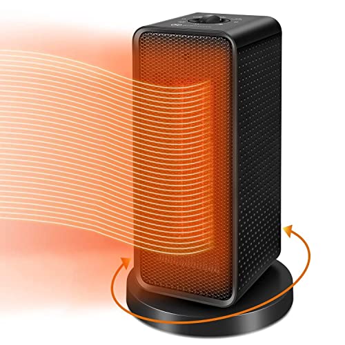 Calentador Portátil de Aire Caliente, Calefactor 1200W, Calefactor Bajo Consumo Cerámico PTC, ECO, 90 ° Oscilación, 6 Modos, Termostato Constante, Protección Múltiple, Hogar Cover