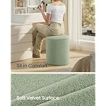 SONGMICS Vanity Stool, Set of 2, Round Storage Ottoman, Teddy Fleece - Image 4
