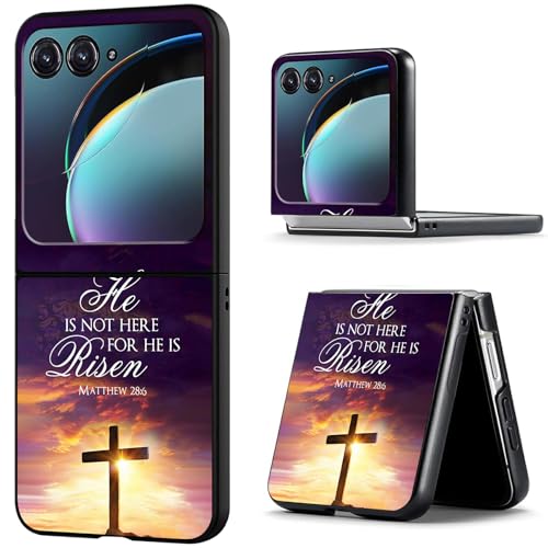 BREIDMKFM for Motorola Razr 2024 Case,Slim Thin Hard PC Anti-Scratch Shockproof Support Wireless Charging Protective Cover Case for Moto Razr 50,Jesus Bible Cross