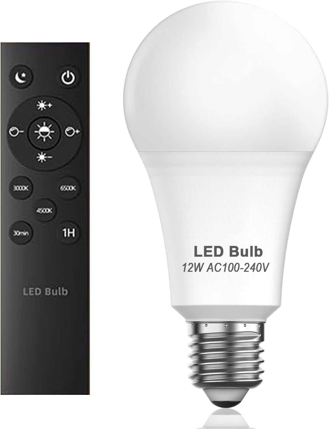 【Upgraded】luckystyle LED Light Bulbs with Remote Control,E26 Light Bulbs Dimmable 3000k-6500k,Led Bulbs 12W Energy Efficient,Cordless Light Bulb for Lamp Lighting for Bedroom Living Room Office,Timer