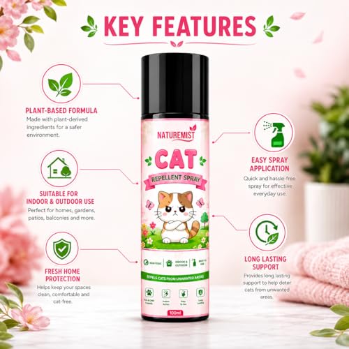 Image of Cat Repellent Spray, Cat Pee & Poop Deterrent for Outdoor Use | Protect Home Gates, Yards, Boundaries & Vehicles from Cat Urine, Feces & Scratches 100ml X 2