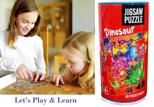 Image of MUREN Dinosaurs Jigsaw Puzzle Game for Kids- Age of 5-12 Years Old- Educational and Fun Children Game-Child Learning & Creativity Game Fun Child Play (40 Pieces-Multicolor)