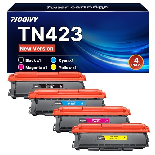 NOGIVY TN423 TN-423 TN 423 Toner Cartridges Compatible for TN423 TN-423 TN-421 tn 421 for Brother MFC-L8690CDW Toner HL-L8260CDW MFC-l9570cdw DCP-L8410CDW (1 Black 1 Cyan 1 Yellow 1 Magenta, 4-Pack)