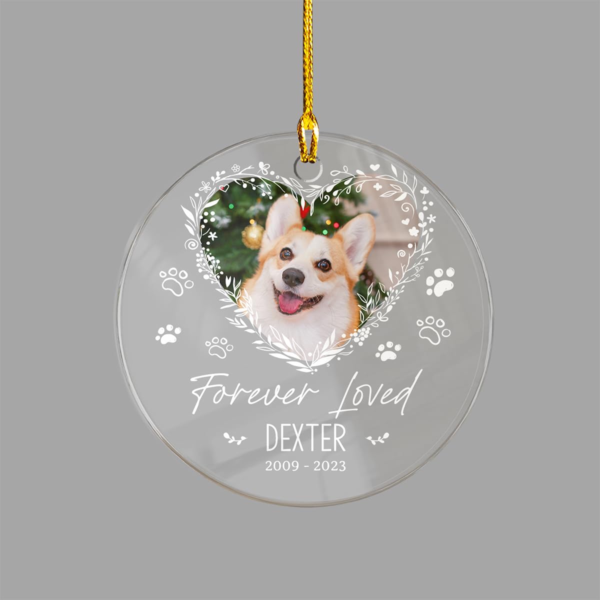 Custom Pet Memorial Ornament with Dog Cat Photo Picture Acrylic Christmas Ornaments Keepsake Sympathy Remembrance Gifts for Loss of Dogs Cats Pets