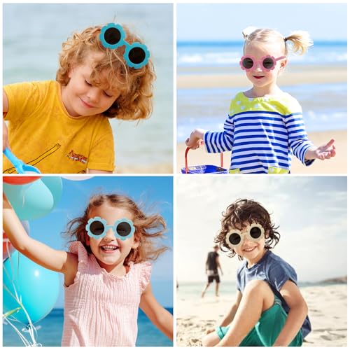 6 Stück Sonnenbrille Kinder, Blumenbrille Blumenform Kinder, Baby Sonnenbrille, Kindersonnenbrille, Babys, Lustige, Retro Polarisierte UV Schutz für Mädchen, Jungen, Party Geschenk Outdoor Strand