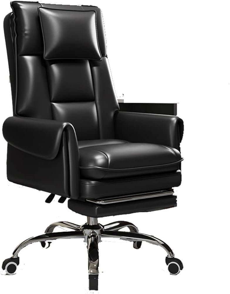 Executive Boss Office Chair Leather Computer Gaming Desk Chair with Footrest Adjustable Ergonomic Managerial Chair for Workstation Home