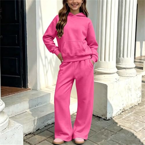 AOREUGL Girls Sweatsuit Hoodie Set Loose Pullover Wide Leg Pants