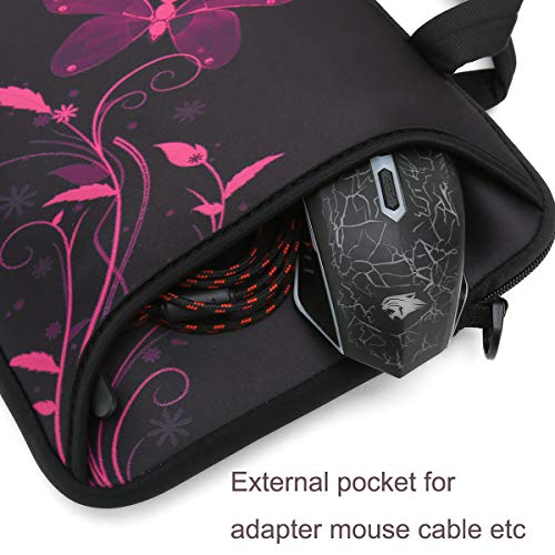 RICHEN 14 15 15.4 15.6 inch Laptop Shoulder Bag Messenger Bag Case Notebook Handle Sleeve Neoprene Soft Carring Tablet Travel Case with Accessories Pocket (14-15.6 inch, Pure Black)