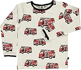  Smafolk Jungen Langarmshirt Feuerwehrauto - Fire Truck Ecru (122/128)