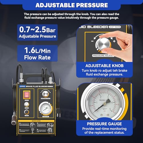 Image of AUTOOL Brake Fluid Bleeder Kit Automatic Brake Pressure Bleeder 0.7~3bar | 3 Adapters