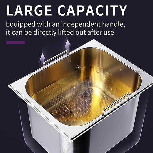 DULNICE Kommerzielle Friteuse Mit Fett 6L mit Einzeltank & Deckel Elektrische Fritteuse 3000W, Friteuse öl Temperaturkontrolle 60-200°C Schnelles Erhitzen für Heim und Gewerbe – Bild 3