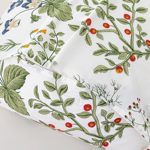 SUSYBAO Green Botanical Pillow Cases Set of 2 Queen Size 100% Cotton Yellow Floral Pillowcases with Envelope Closure Blue and White Flower Patterned Bed Pillow Covers Soft (2 Pack, 20 in x 26 in) by SUSYBAO - Used condition - Image 5