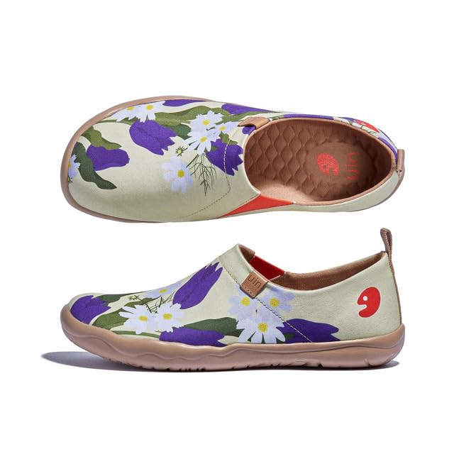 Image of UIN Women's Slip On Shoes Colorful Comfortable Lightweight Art Travel Sneakers Casual Floral Stylish Everyday Loafers