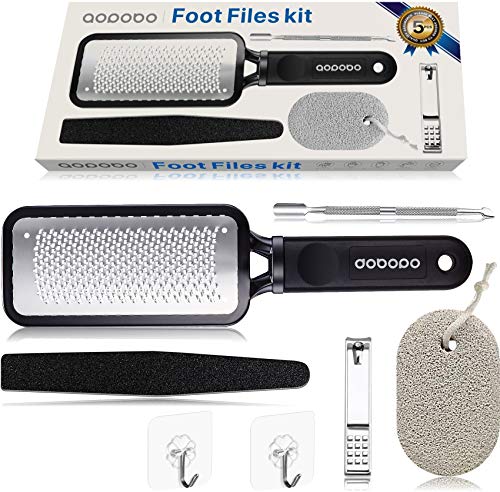 Foot File Pedicure Kit, Foot Scrubber Dead Skin, Callus and Cuticle Remover, Pedicure Tools 5pcs, including Colossal Foot Rasp and Pumice Stone for Feet, Suitable for Adults